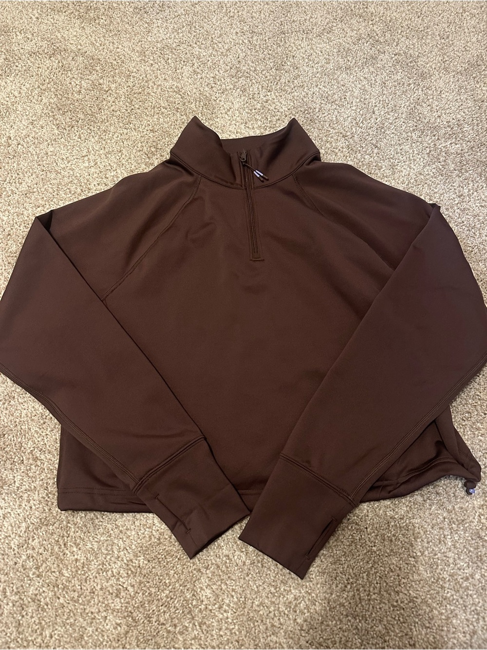 aerie Offline Warmup Zip Jacket in Chocolate Brown